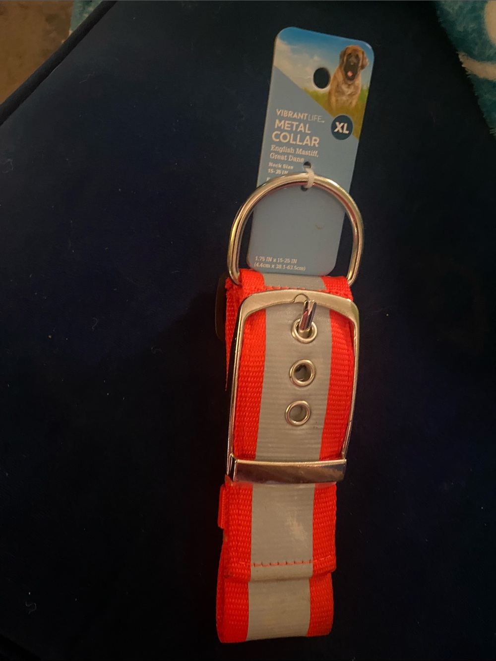 Vibrant Life Reflective XL Metal Dog Collar - Red